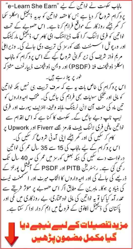 Punjab Govt Launches E-Learn She Earn Program to Train Women In Online Jobs and Freelancing In 2026