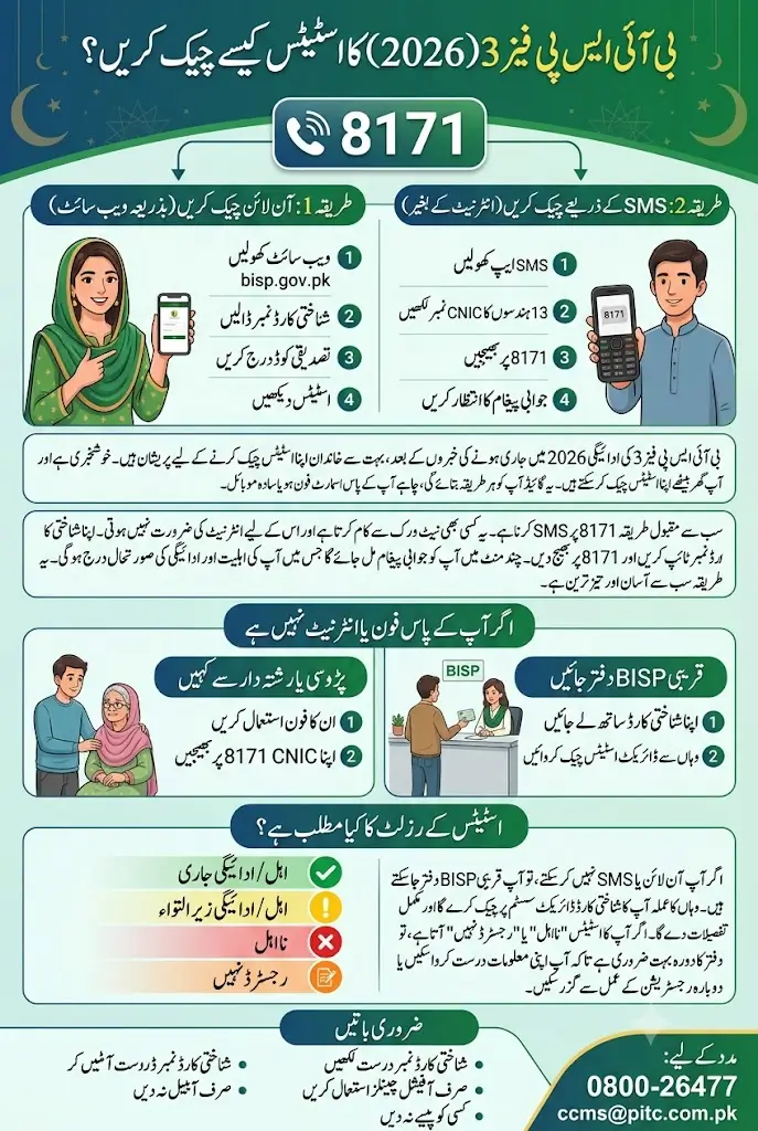 BISP 8171 Phase 3 2026 Status Check Online By CNIC - Step by Step Method Explained